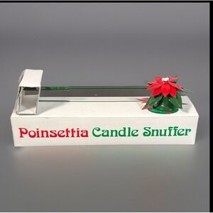 Department 56 Poinsettia Candle Snuffer Christmas Holiday Home Decor Red Vintage